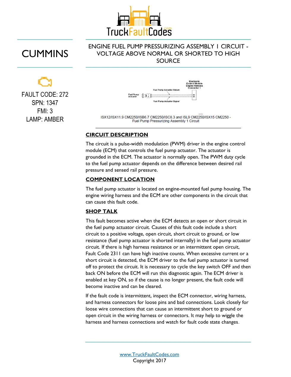 Cummins CM2250 fault 272 Fault Guide ? PDF, 1 pages – Official - page 1 is available after signing in