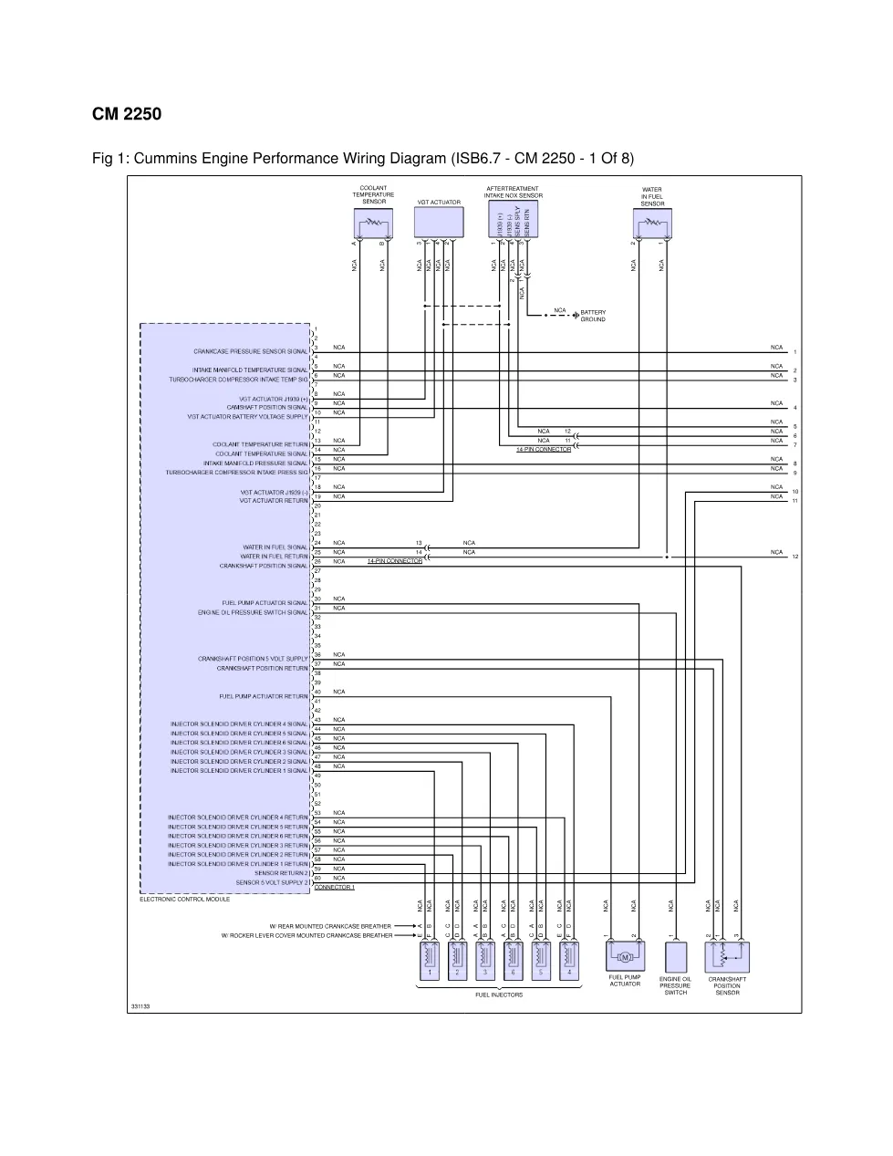 Cummins CM2250 wiring diagrams — ISB6.7 Engine Performance Wiring - preview page 1 of 2