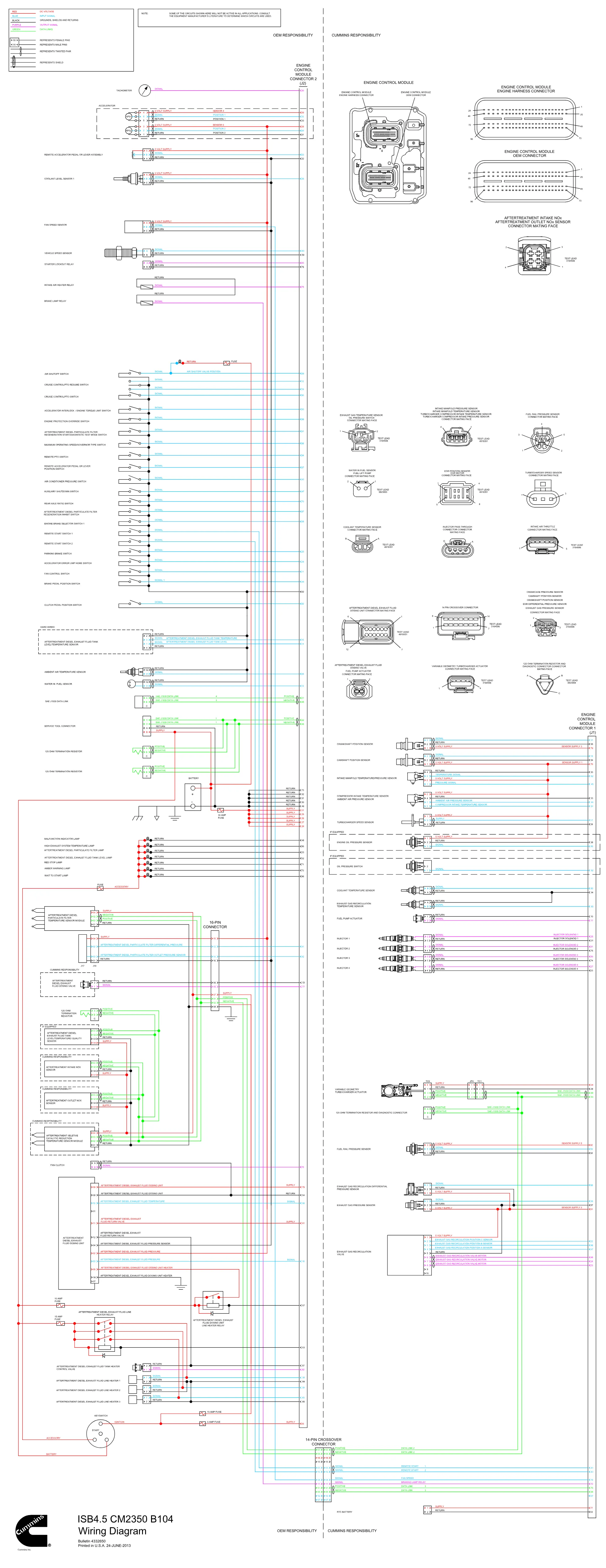 Cummins CM2350 ISB45 B104 wiring document – 4332650 – PDF, 1 page - page 1 is available after signing in