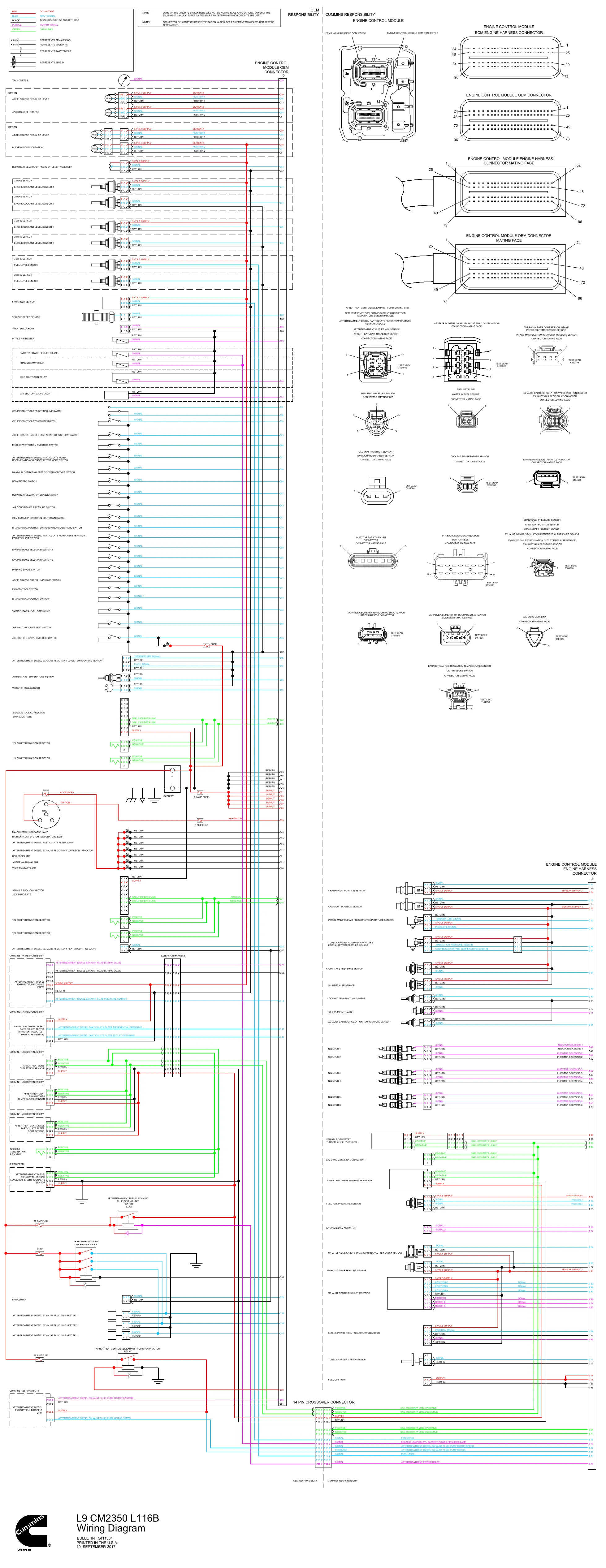 Cummins CM2350 L116B L9 wiring document – 5411334 – PDF, 1 page - page 1 is available after signing in