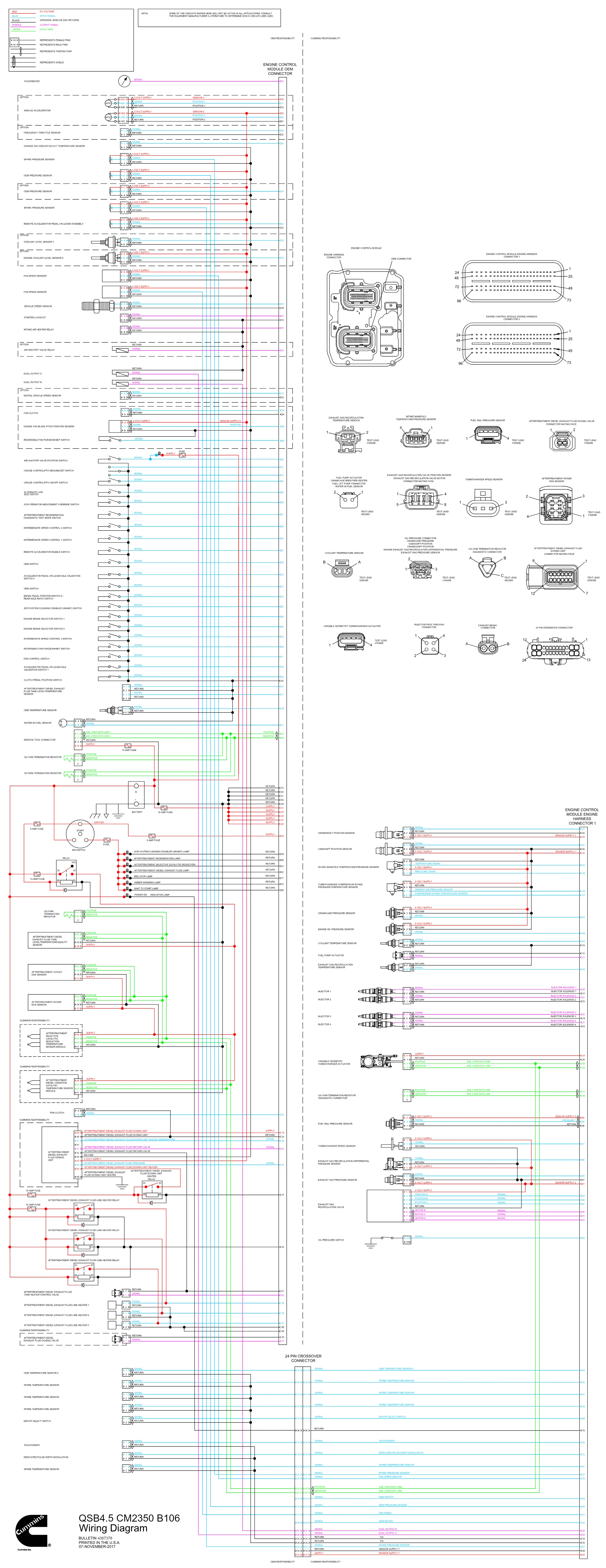 Cummins CM2350 QSB45 B106 wiring document – 4367378 – PDF, 1 page - page 1 is available after signing in