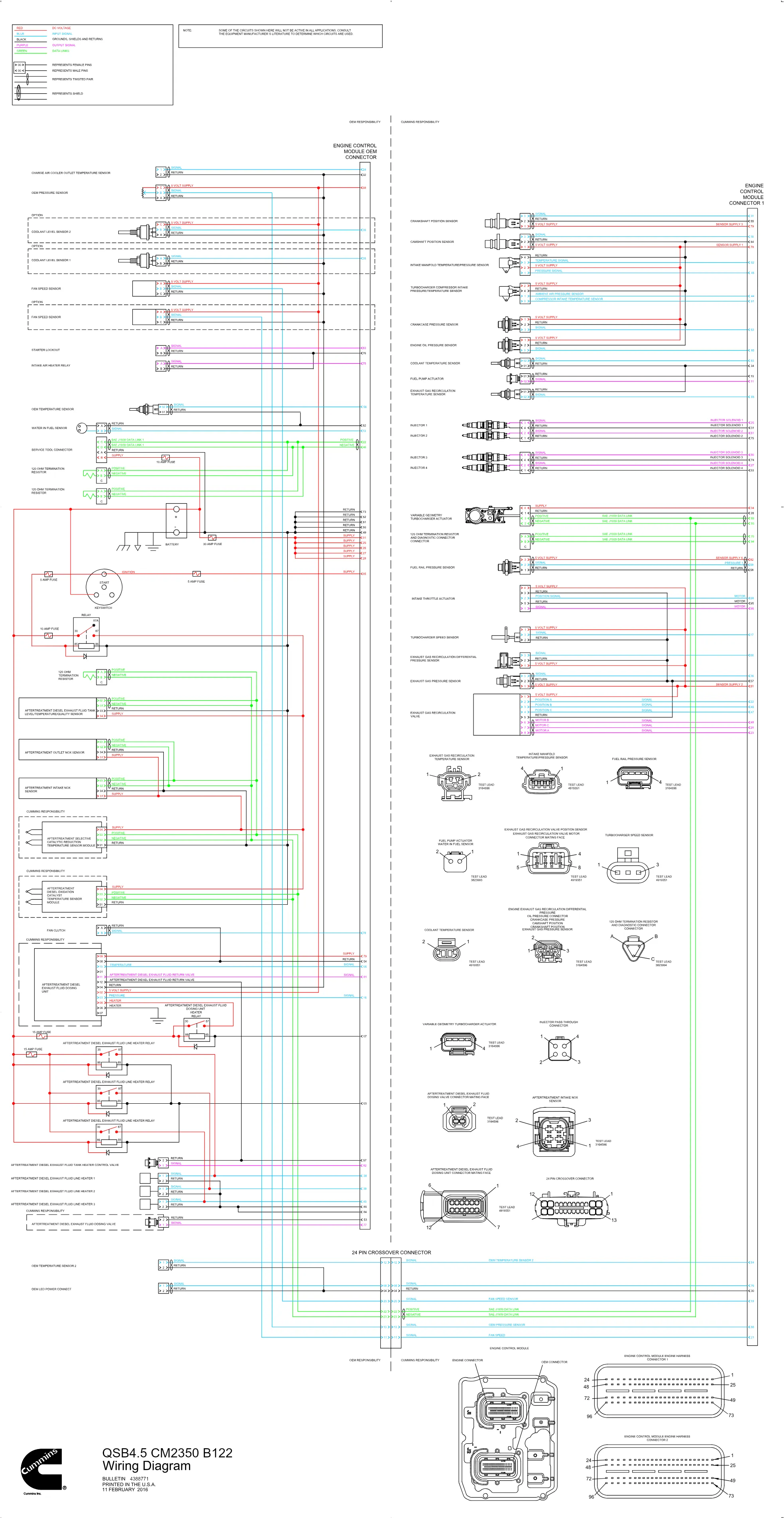 Cummins CM2350 QSB45 B122 wiring document – 4388771 – PDF, 1 page - page 1 is available after signing in