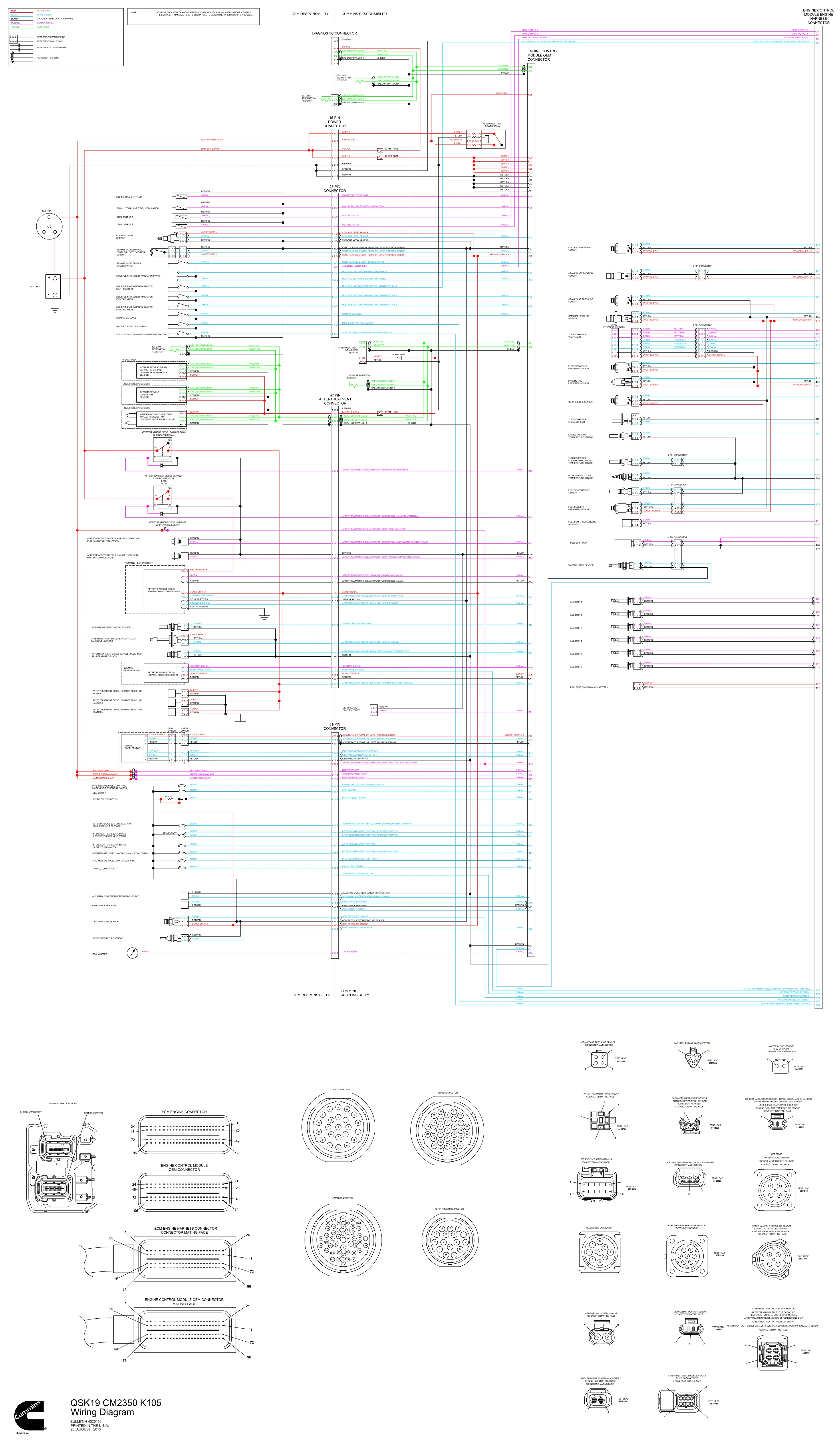 Cummins CM2350 QSK19 K105 wiring document – 4326156 – PDF, 1 page - page 1 is available after signing in