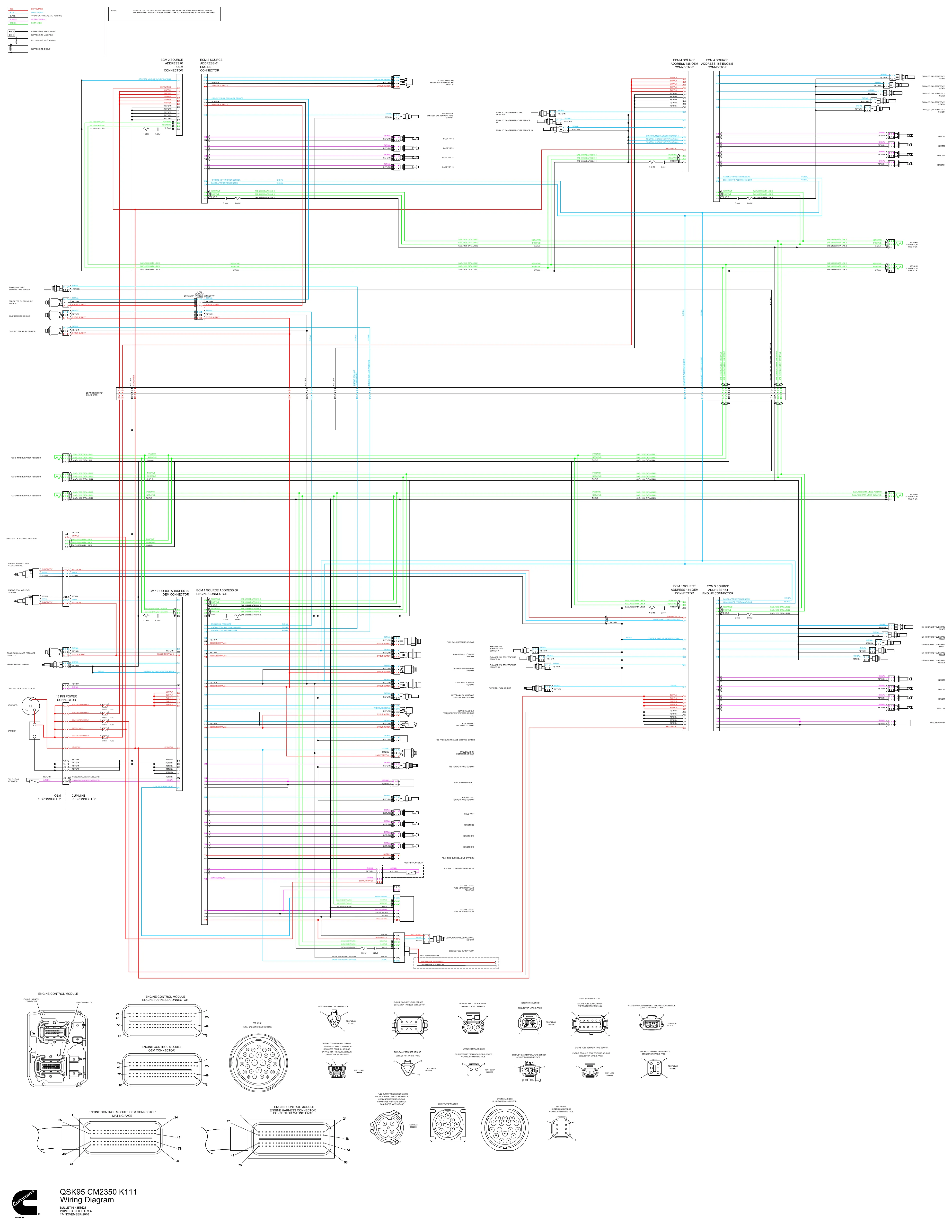 Cummins CM2350 QSK95 K111 wiring document – 4358523 – PDF, 1 page - page 1 is available after signing in