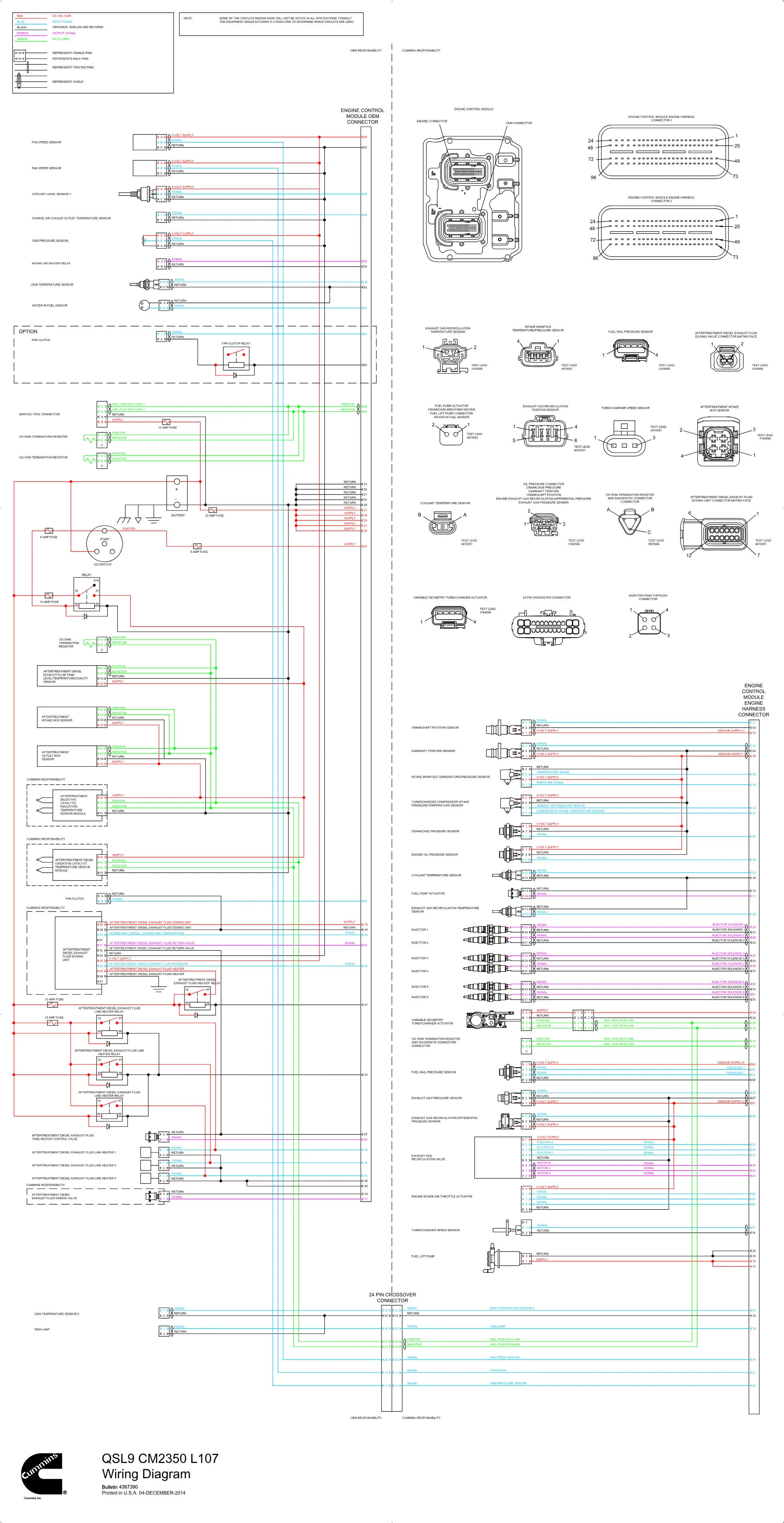 Cummins CM2350 QSL9 L107 wiring document – 4367390 – PDF, 1 page - page 1 is available after signing in