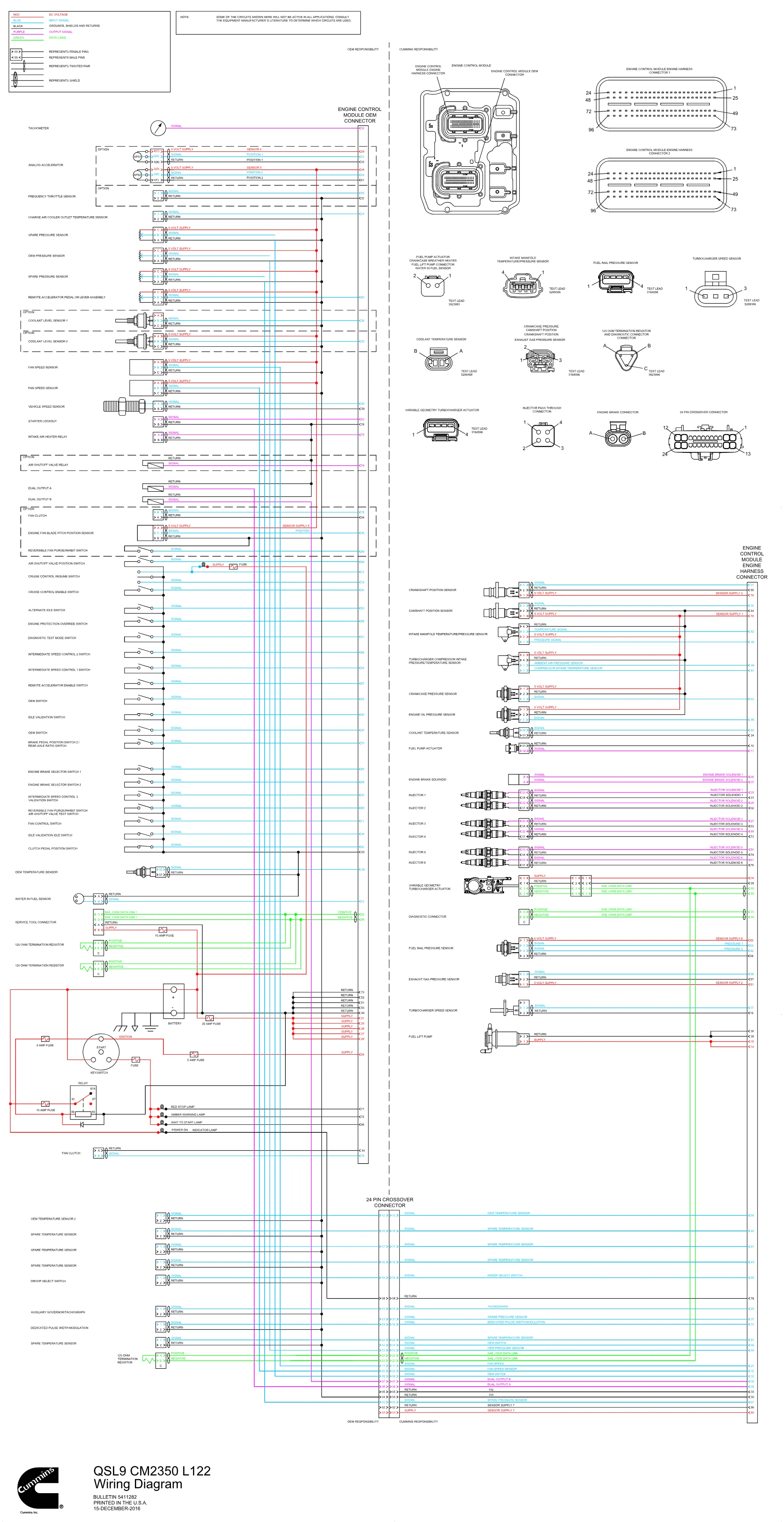 Cummins CM2350 QSL9 L122 wiring document – 5411282 – PDF, 1 page - page 1 is available after signing in