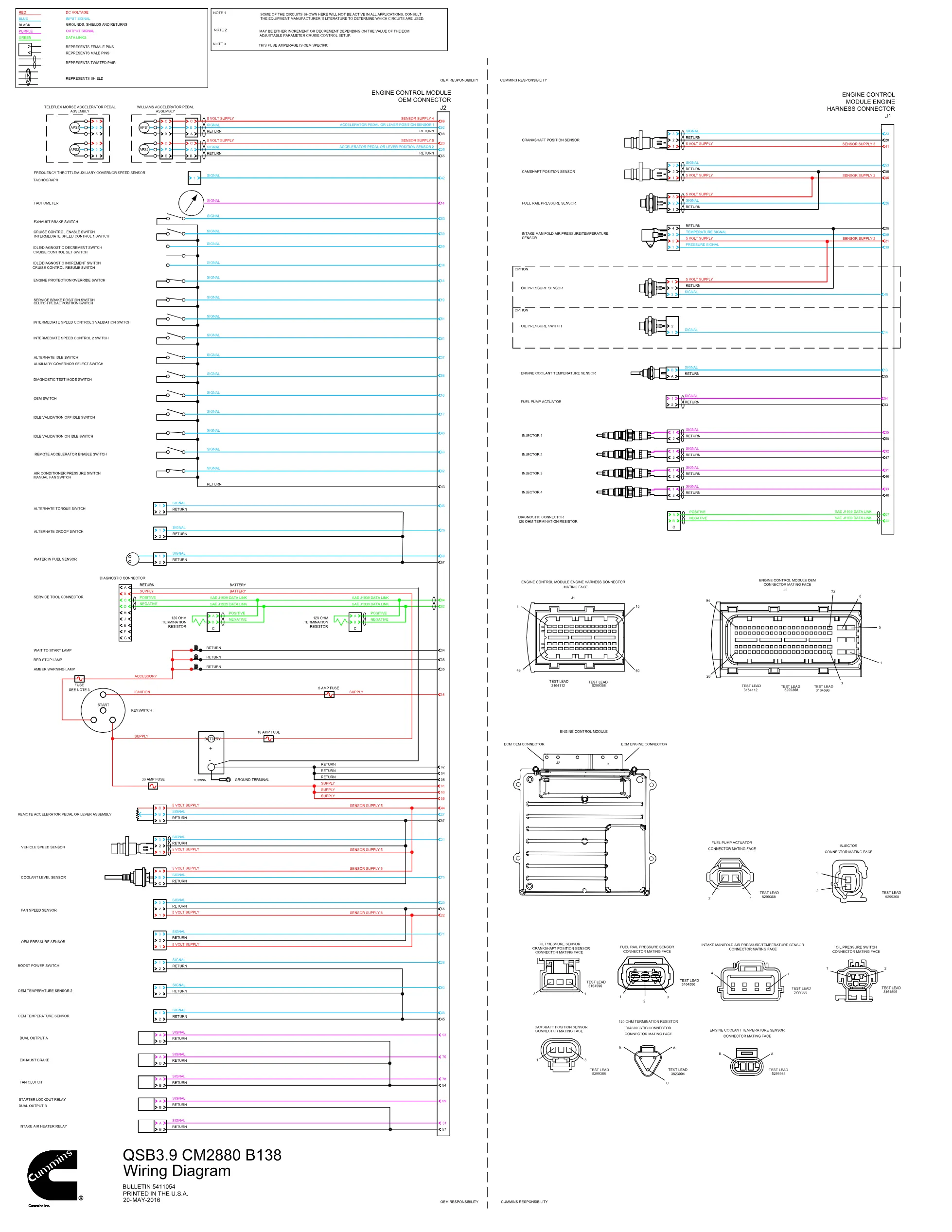 Cummins CM2880 QSB39 B138 wiring document – 5411054 – PDF, 1 page - page 1 is available after signing in
