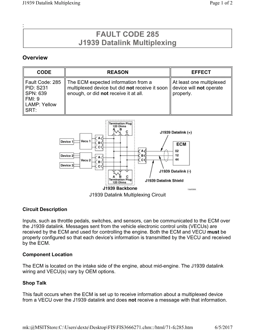 Cummins CM554 285 manual document guide – 285.pdf – PDF, 2 pages - preview page 1 of 2