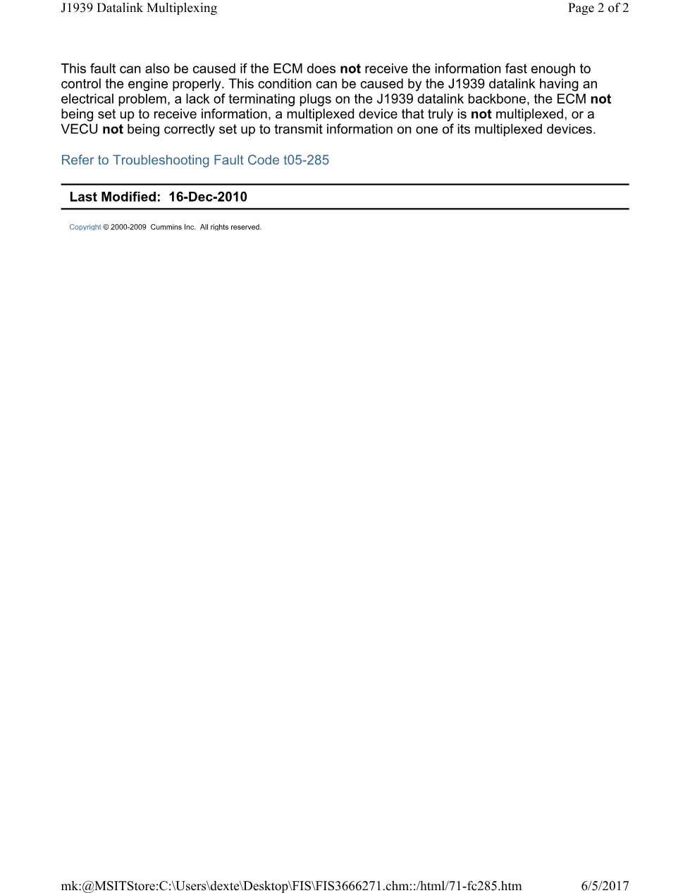 Cummins CM554 285 manual document guide – 285.pdf – PDF, 2 pages - page 2 is available after signing in