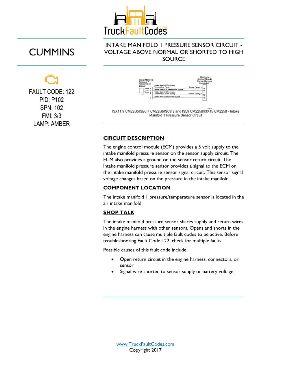 Cummins code 122 Workshop Reference Code 122 – 5 pages – PDF - preview page 1 of 3