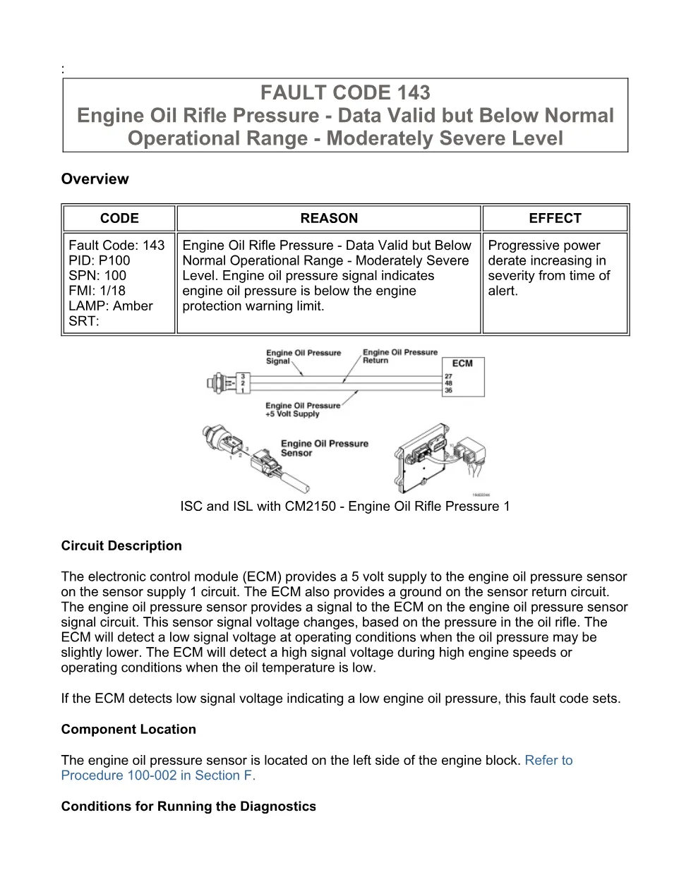 Cummins code 143 Diagnostic Troubleshooting — Fault Code 143 - preview page 1 of 3