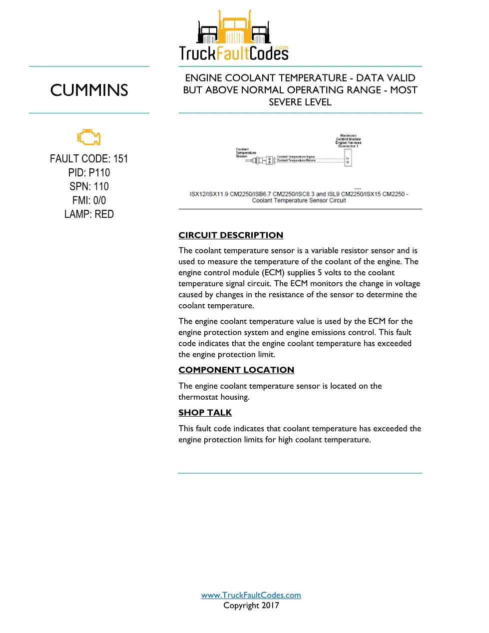 Cummins code 151 Workshop Reference Code 151 – 2 pages – PDF - preview page 1 of 2