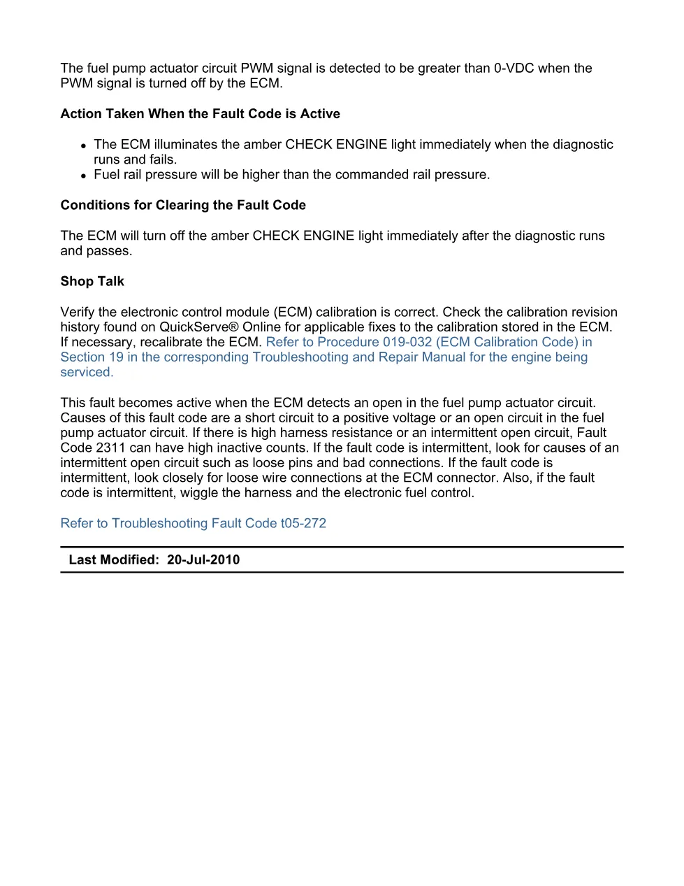 Cummins code 272 Troubleshooting Manual — Fuel Pump Actuator - preview page 2 of 3