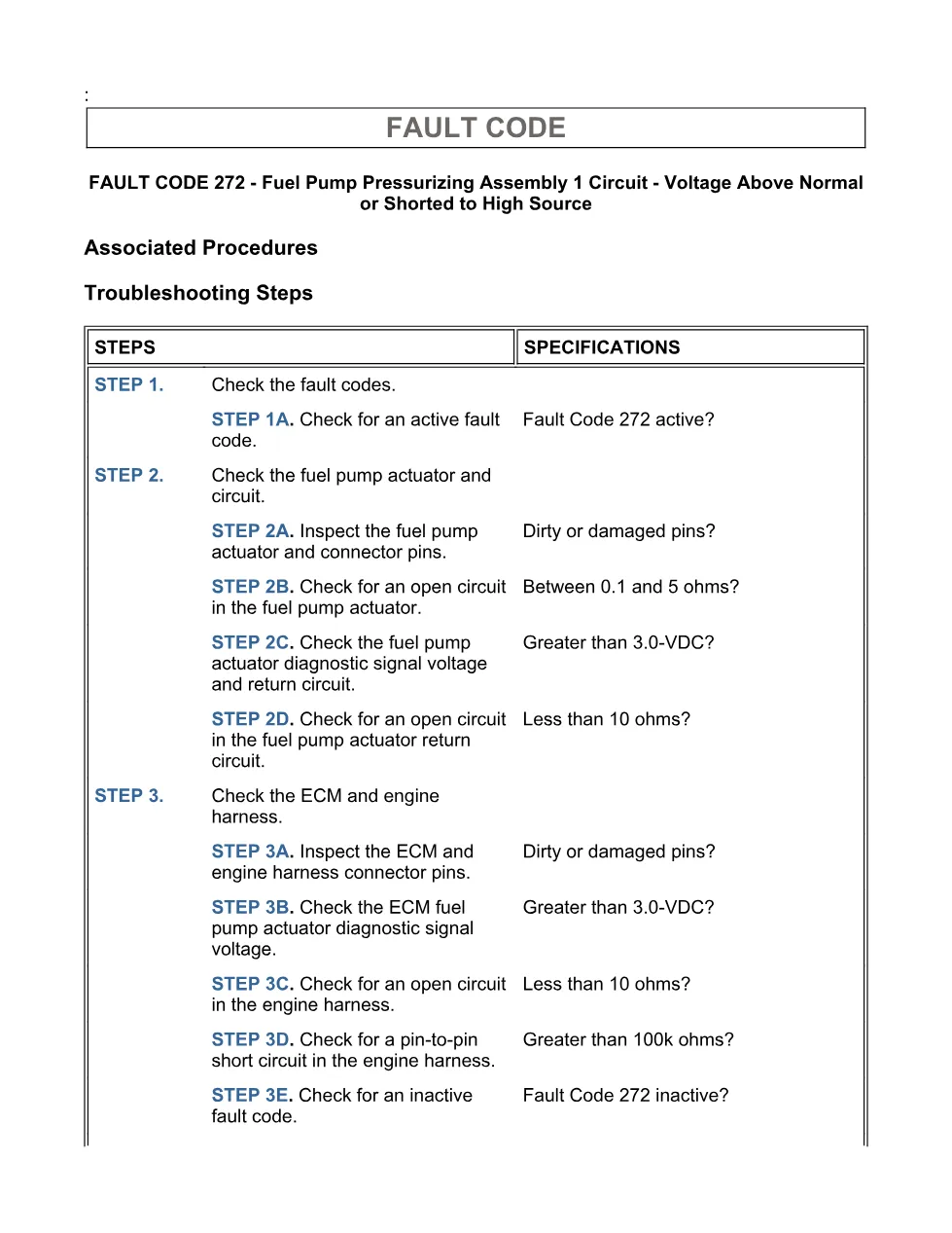 Cummins code 272 Troubleshooting Manual — Fuel Pump Actuator - page 3 is available after signing in