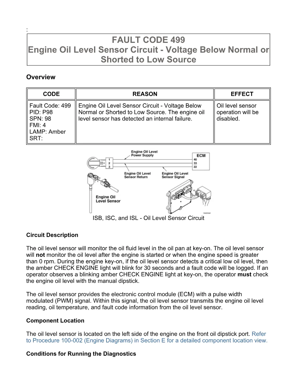 Cummins code 499 troubleshooting — Fault Code 499 Oil Level - preview page 1 of 3