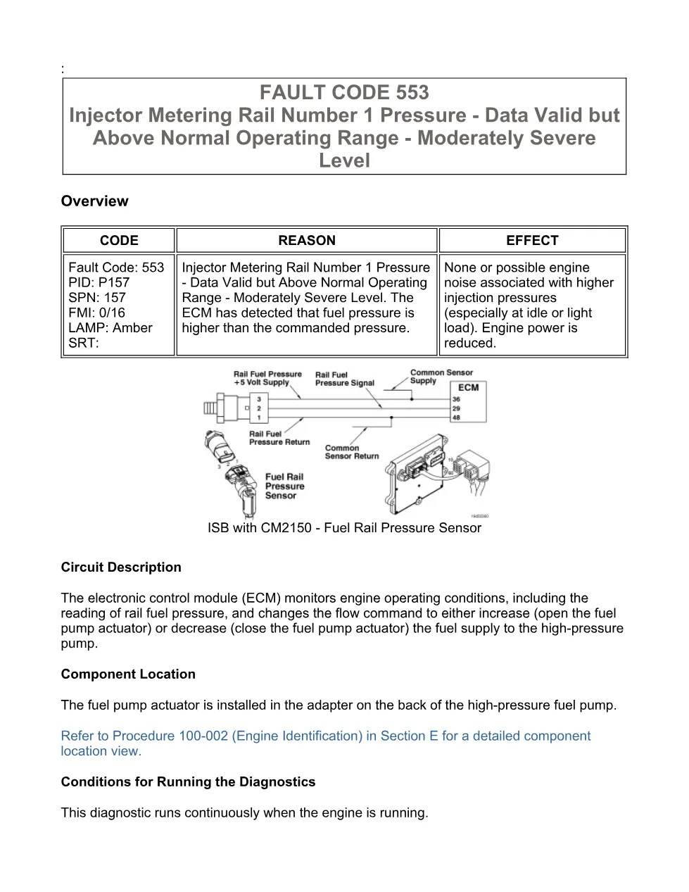 Cummins code 553 troubleshooting manual — Fault Code 553 — PDF, - preview page 2 of 3