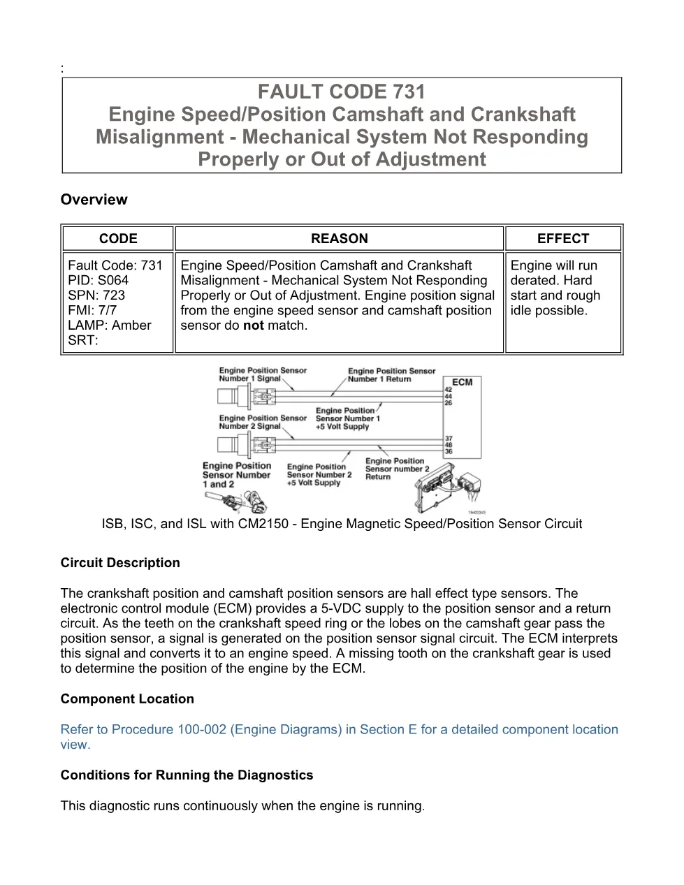 Cummins Code 731 Diagnostic Manual — Fault Code 731 — PDF, 4 - preview page 1 of 3
