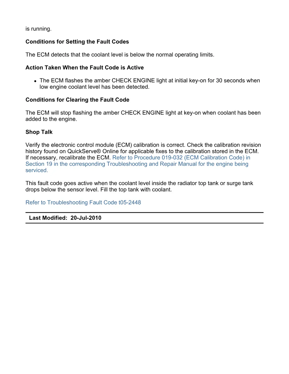 Cummins coolant fault code document — Fault Code 2448 — PDF, 4 - preview page 2 of 3