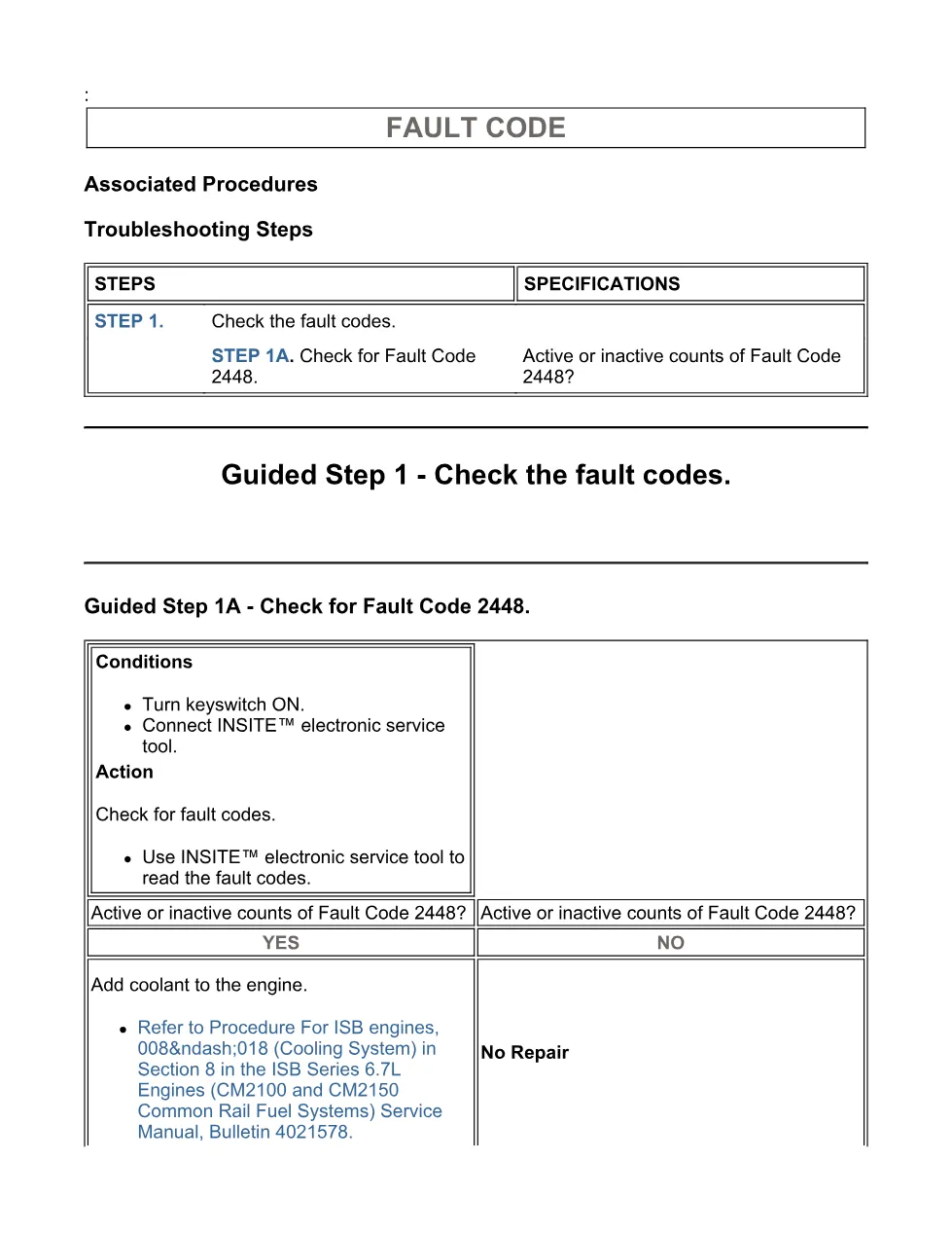 Cummins coolant fault code document — Fault Code 2448 — PDF, 4 - page 3 is available after signing in
