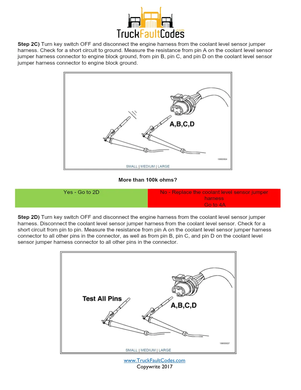 Cummins coolant sensor DTCs troubleshooting manual — Fault Code 422 - page 3 is available after signing in
