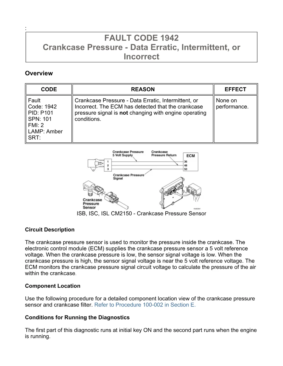 Cummins crankcase pressure sensor troubleshooting manual — Fault - preview page 1 of 3