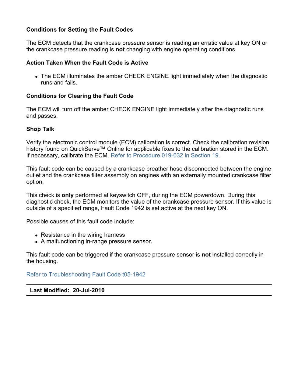 Cummins crankcase pressure sensor troubleshooting manual — Fault - preview page 2 of 3