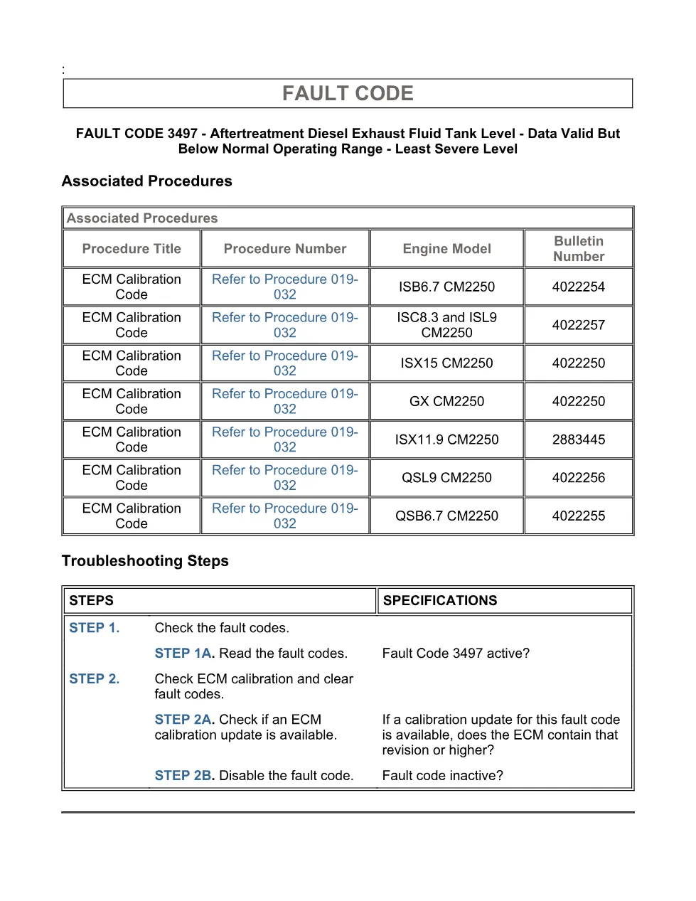 Cummins DEF level fault troubleshooting — Fault Code 3497 — PDF, - page 3 is available after signing in
