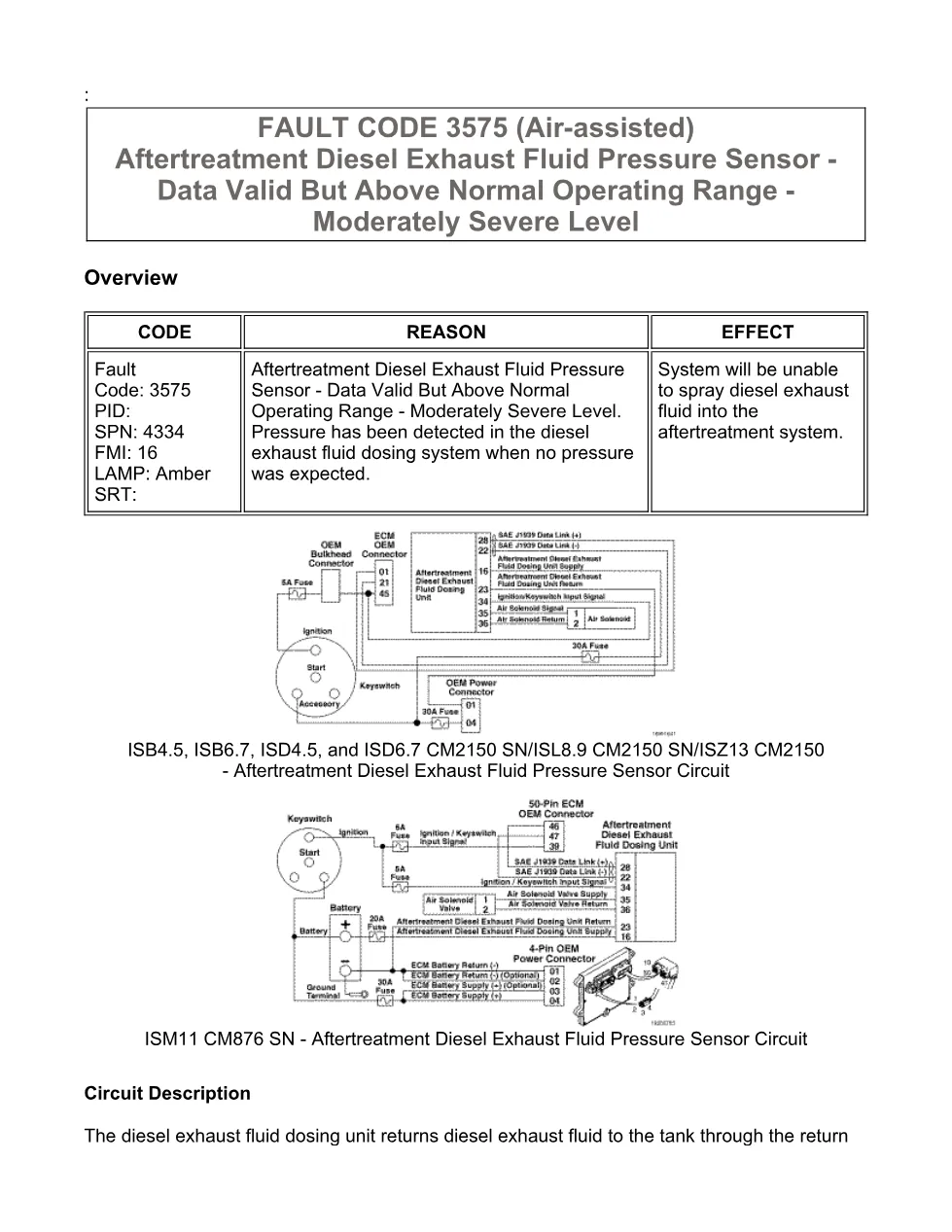 Cummins DEF pressure manual — Fault Code 08-fc3575 — PDF, 6 pages - preview page 2 of 3