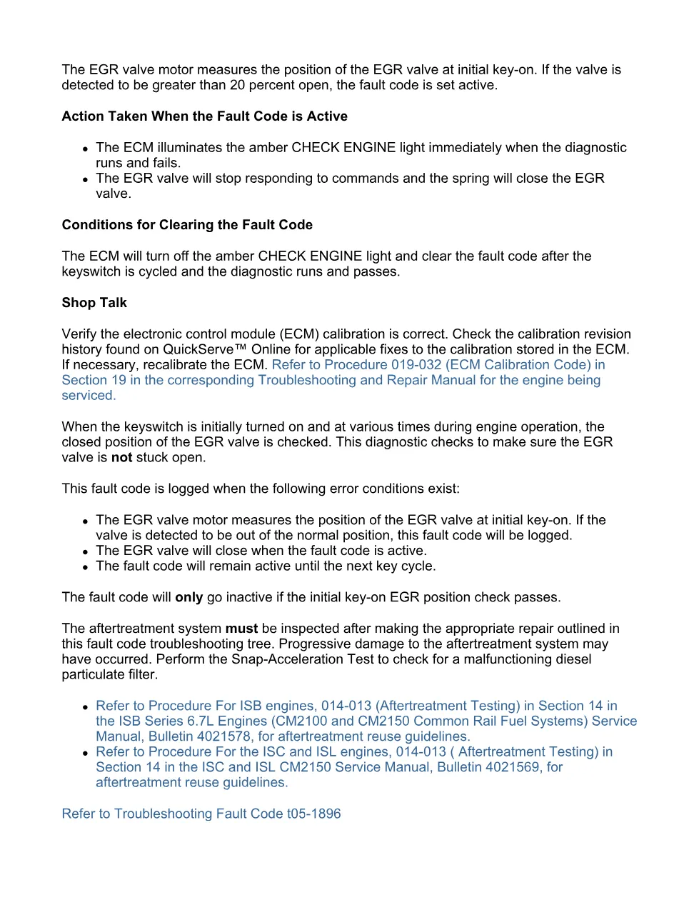 Cummins EGR fault 1896 Troubleshooting Manual — Code 1896 — PDF, - preview page 2 of 3