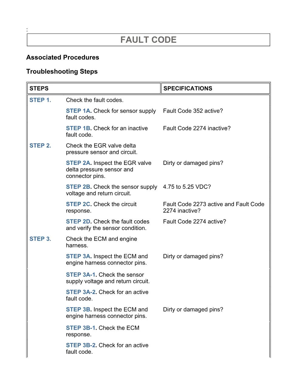 Cummins EGR fault code troubleshooting manual — Fault Code 2274 - page 3 is available after signing in