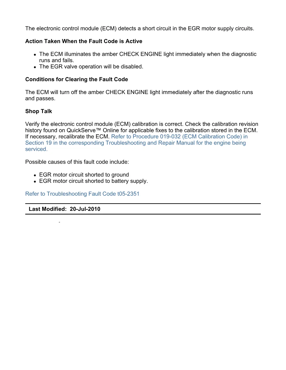 Cummins EGR fault manual — Code 2351 — PDF, 17 pages – Official - preview page 2 of 3