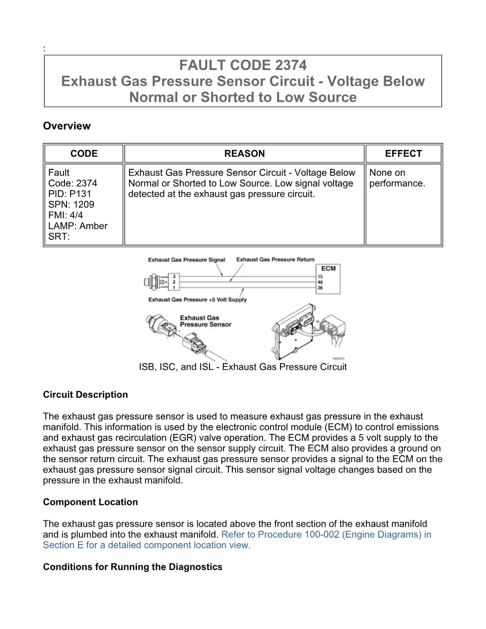 Cummins exhaust pressure fault troubleshooting manual — Fault - preview page 1 of 3