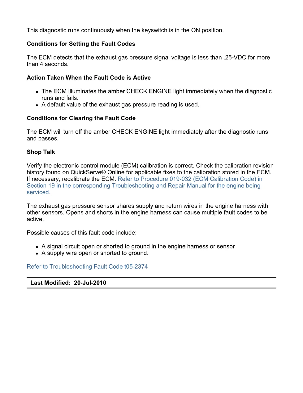Cummins exhaust pressure fault troubleshooting manual — Fault - preview page 2 of 3