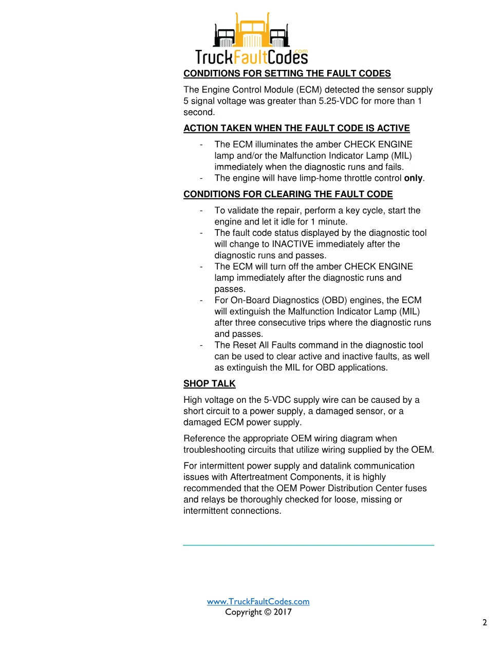 Cummins fault 1695 diagnostic procedure – SENSOR SUPPLY 5 – PDF - preview page 2 of 3
