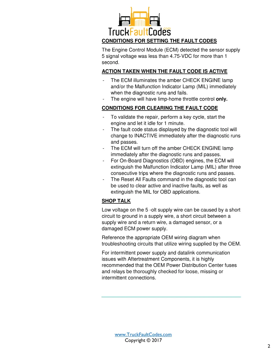 Cummins fault 1696 diagnostic procedure – SENSOR SUPPLY 5 – PDF - preview page 2 of 3