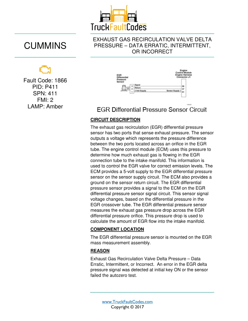 Cummins fault 1866 DTCs diagnostic procedure – EXHAUST GAS – 8 - preview page 1 of 3