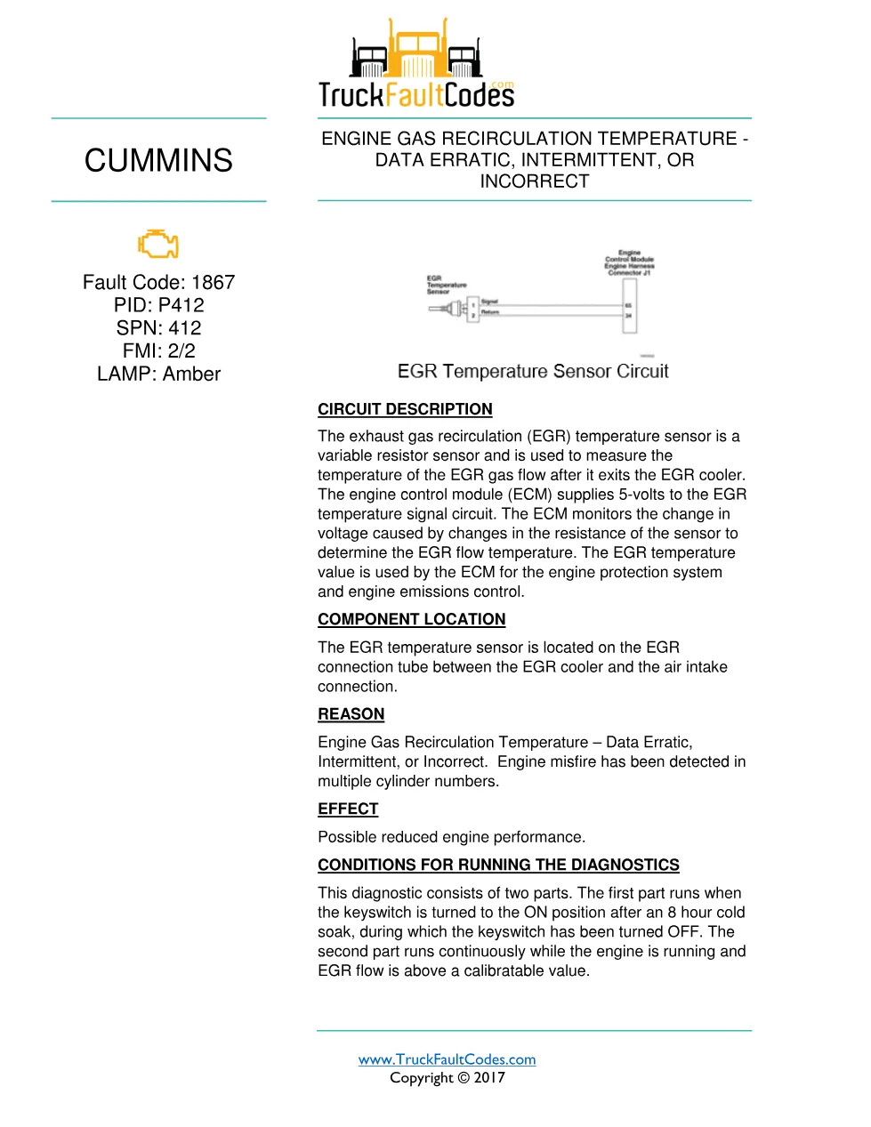 Cummins fault 1867 diagnostic procedure – ENGINE GAS – 7 pages - preview page 1 of 3