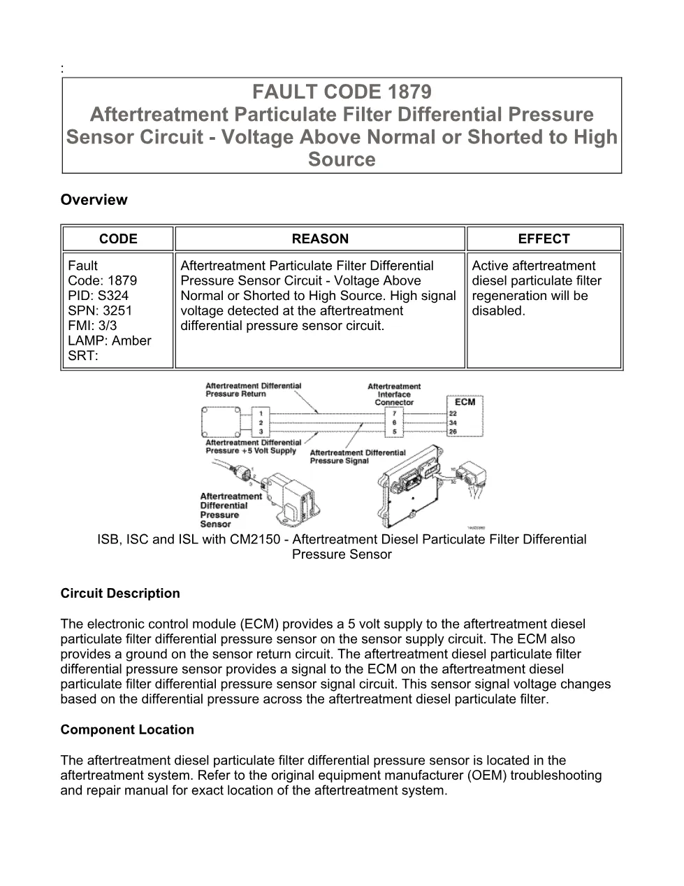 Cummins fault 1879 Troubleshooting Manual — Code 1879 — PDF, 15 - preview page 1 of 3