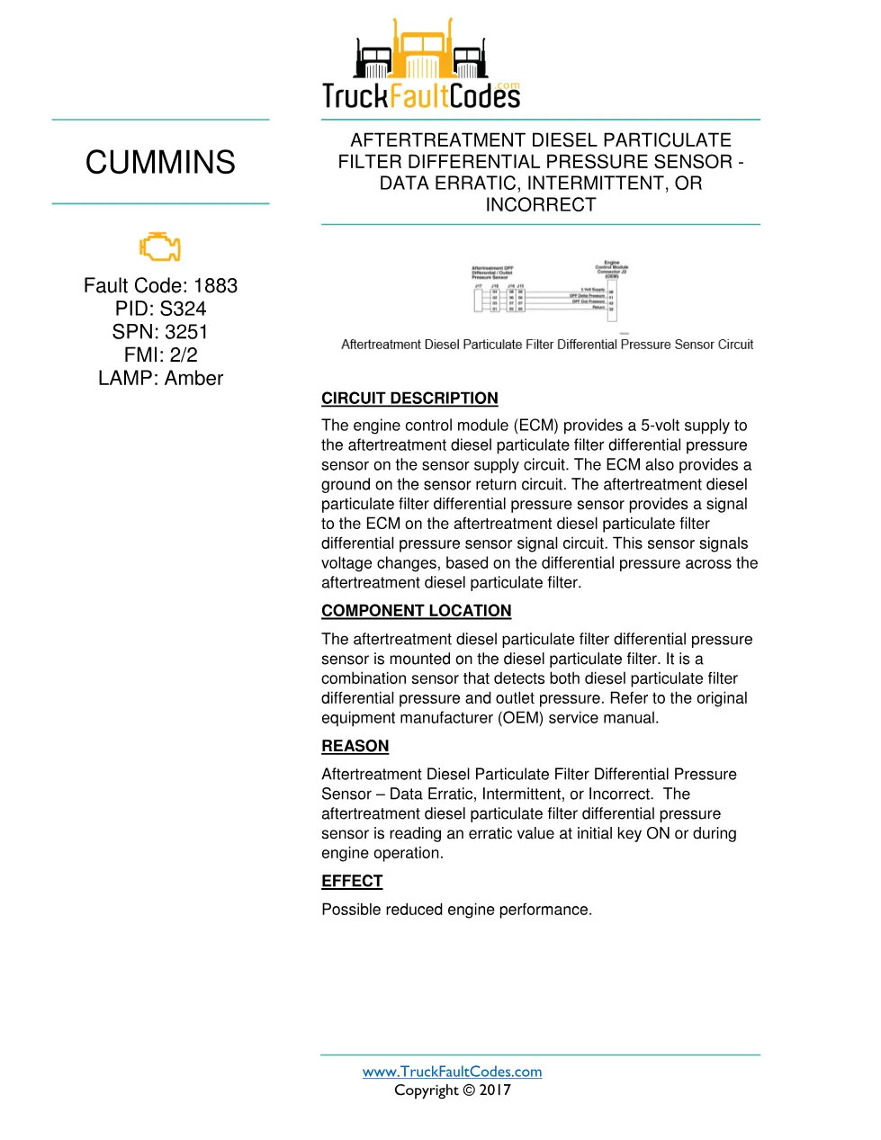 Cummins fault 1883 diagnostic procedure – AFTERTREATMENT DIESEL - preview page 1 of 3