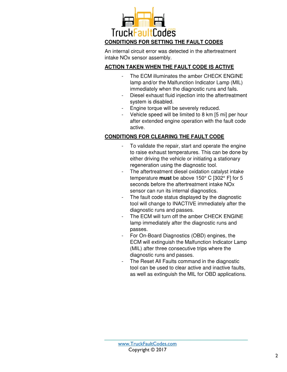 Cummins fault 1885 diagnostic procedure – AFTERTREATMENT INTAKE - preview page 2 of 3