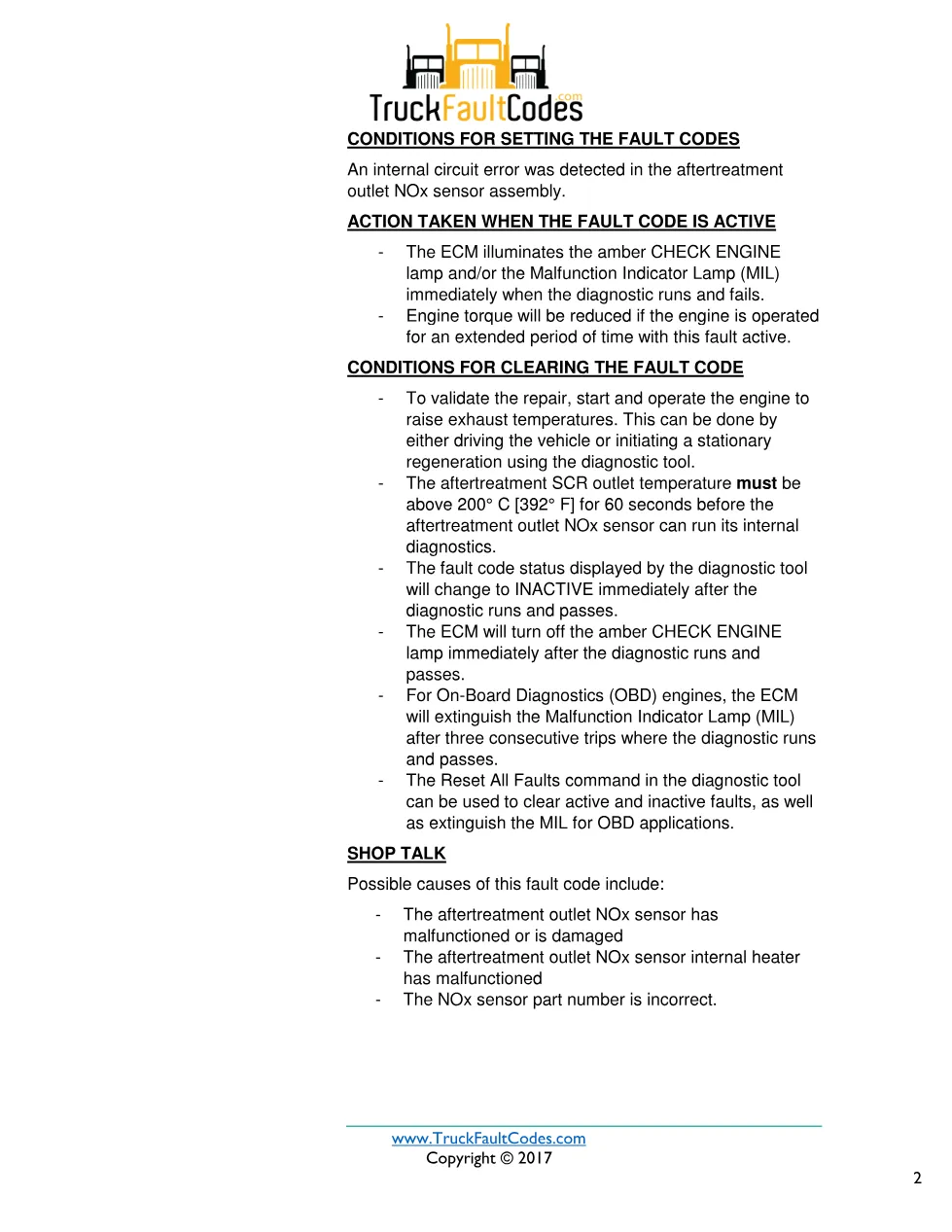 Cummins fault 1887 diagnostic procedure – AFTERTREATMENT OUTLET - preview page 2 of 3