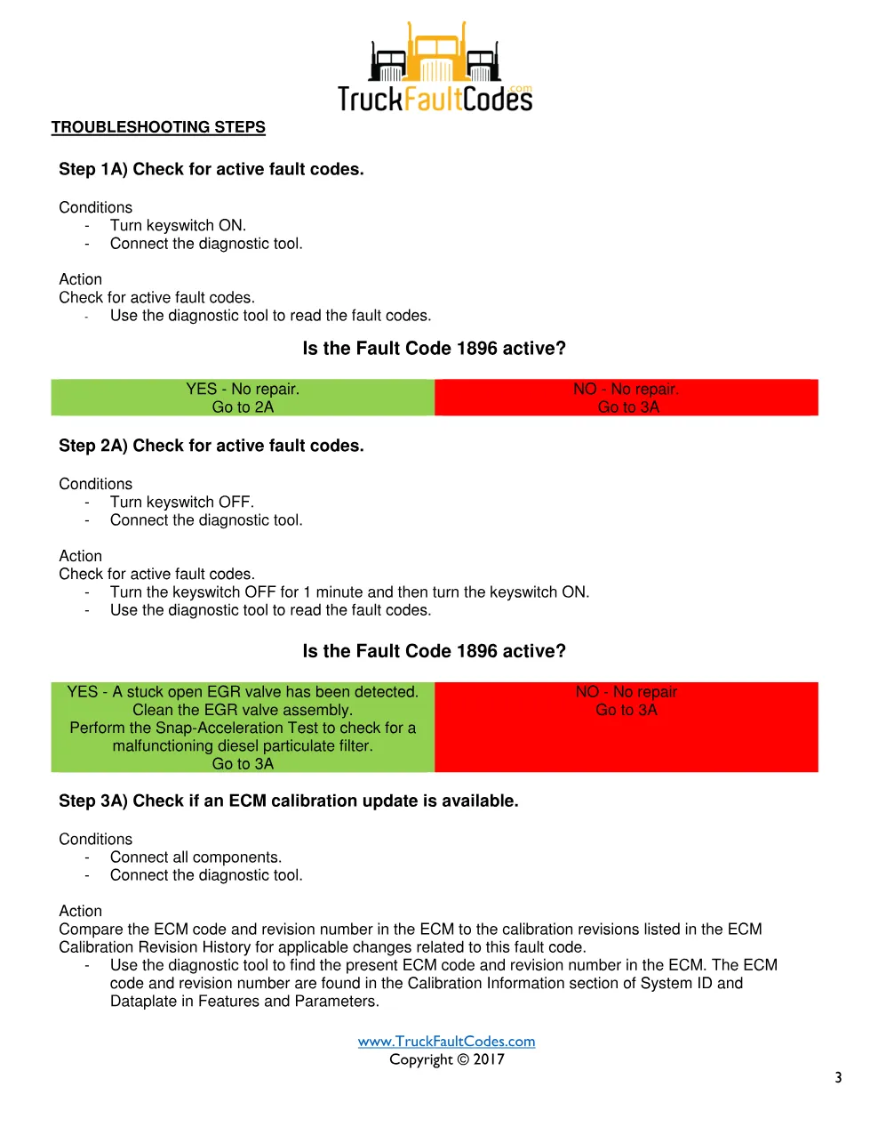 Cummins fault 1896 diagnostic procedure – EGR VALVE CONTROLLER - page 3 is available after signing in