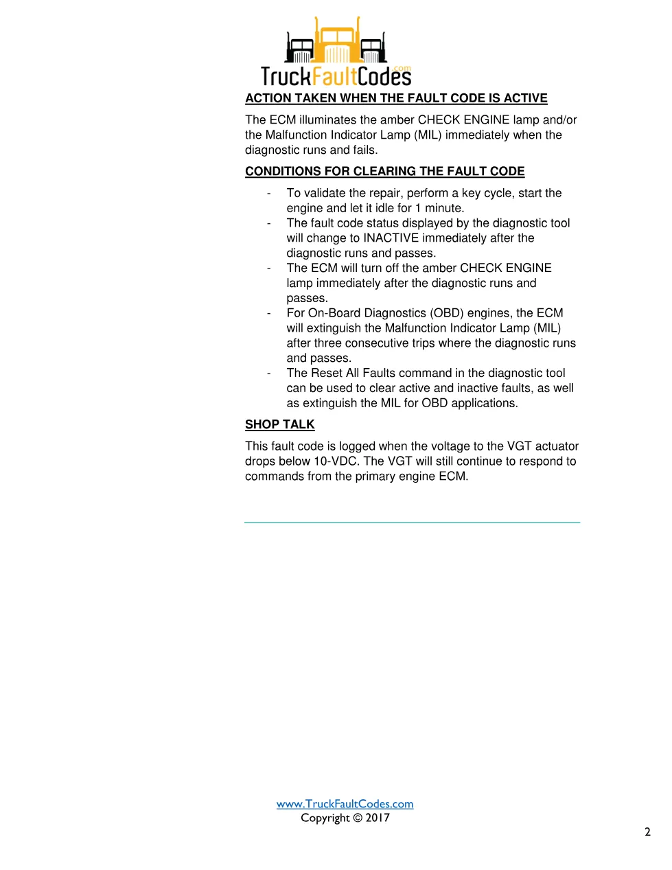 Cummins fault 1938 diagnostic procedure – ECU POWER OUTPUT SUPPLY - preview page 2 of 3