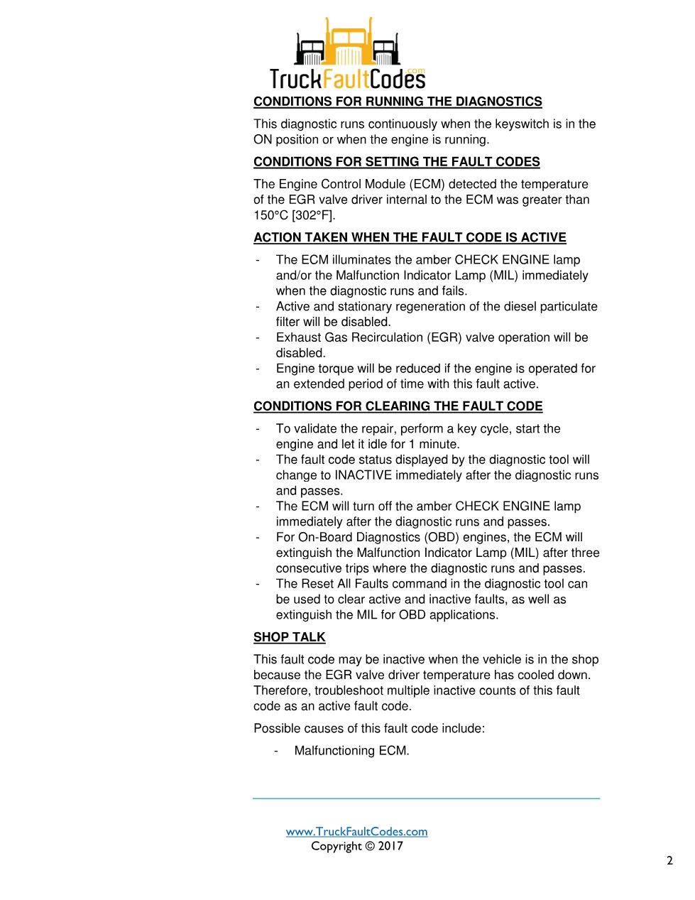 Cummins fault 1961 diagnostic procedure – EGR VALVE CONTROL – PDF - preview page 2 of 3