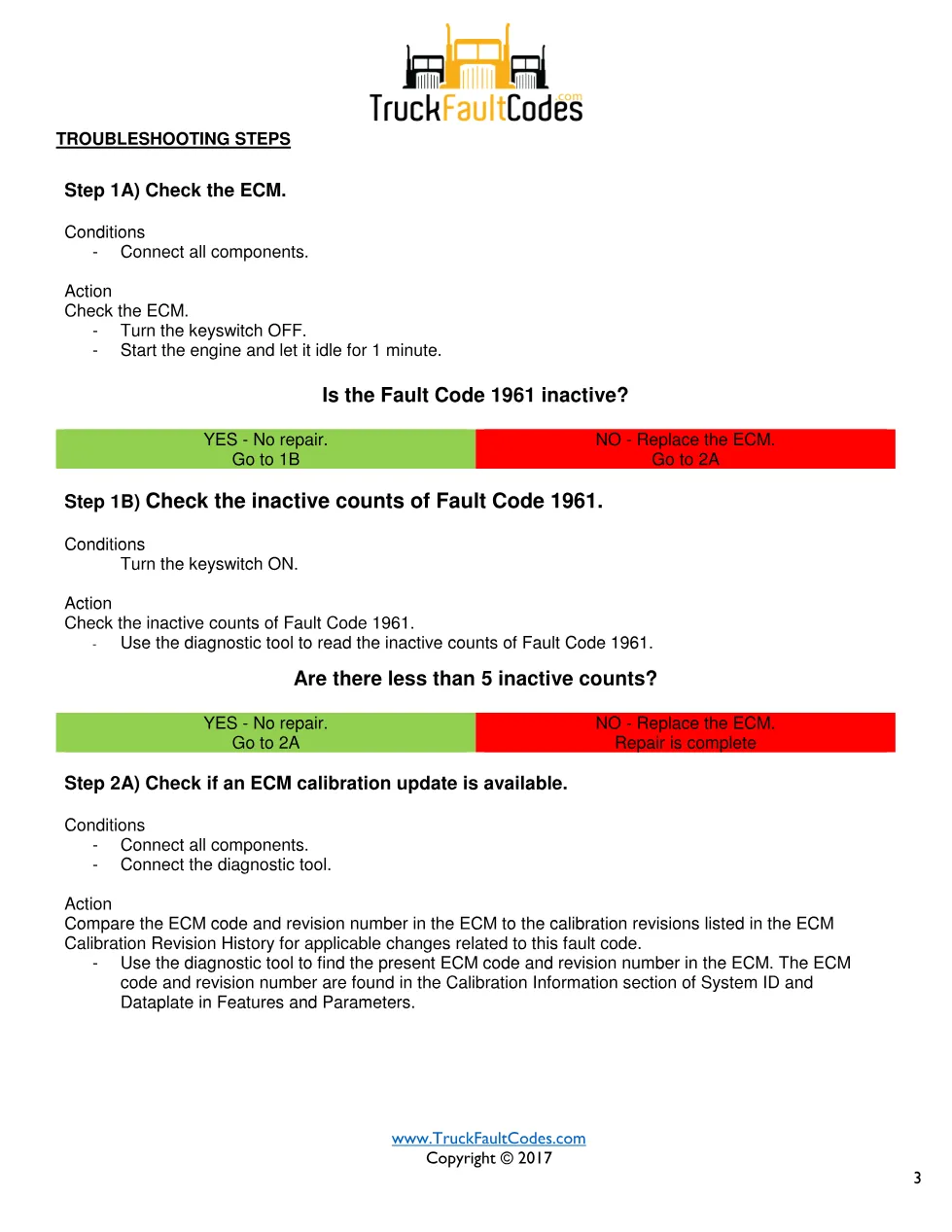 Cummins fault 1961 diagnostic procedure – EGR VALVE CONTROL – PDF - page 3 is available after signing in