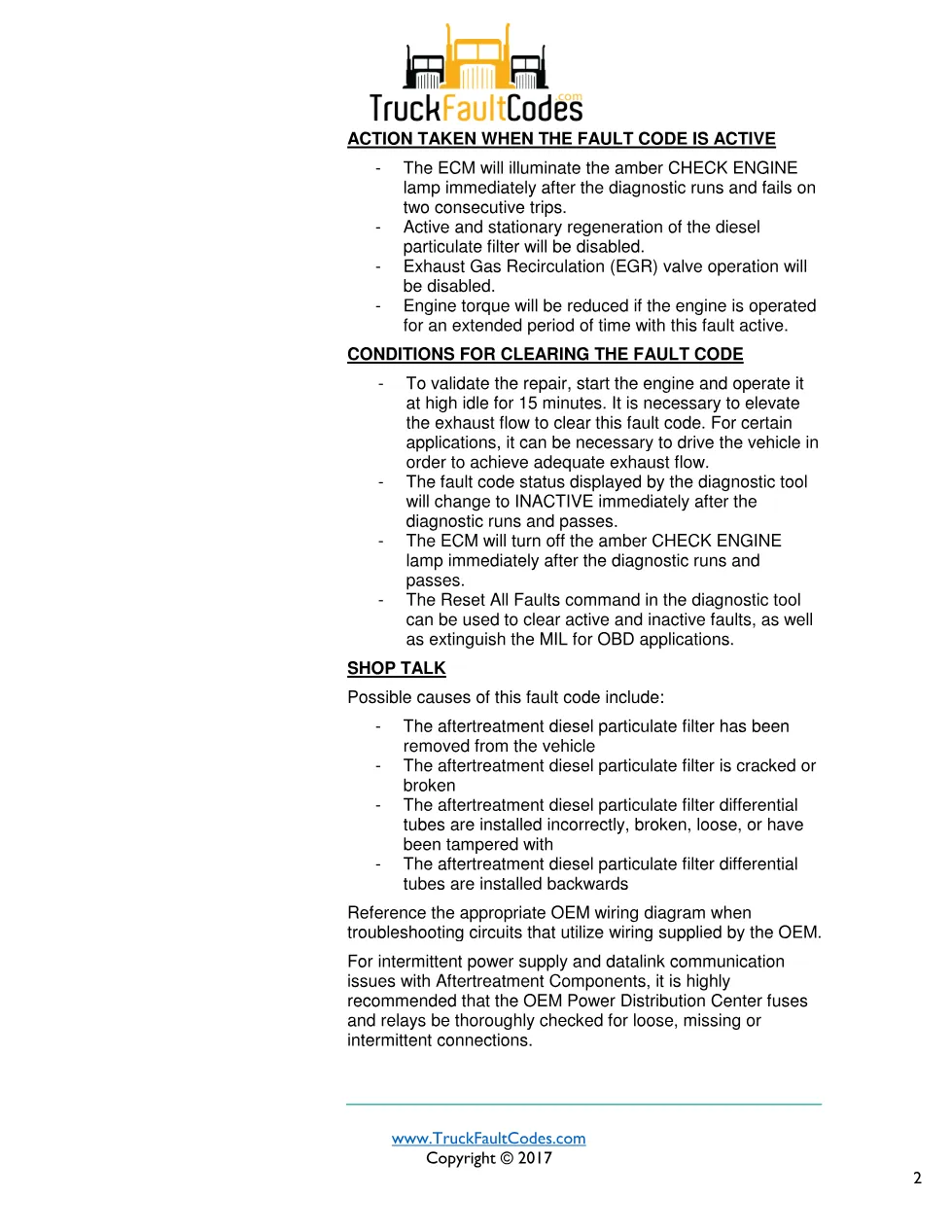 Cummins fault 1993 diagnostic procedure – AFTERTREATMENT DIESEL - preview page 2 of 3