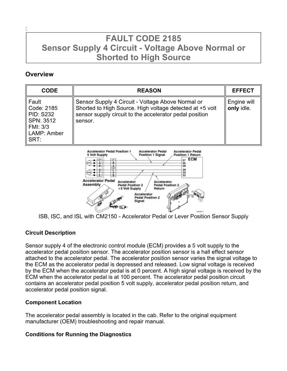 Cummins fault 2185 Diagnostic Manual — Code 2185 PDF, 9 pages - preview page 1 of 3