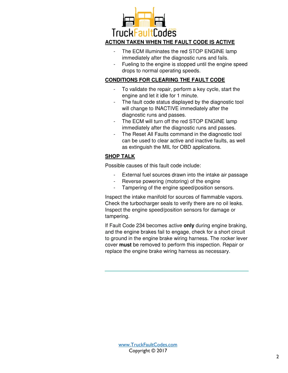 Cummins fault 234 diagnostic procedure – ENGINE CRANKSHAFT – PDF - preview page 2 of 3