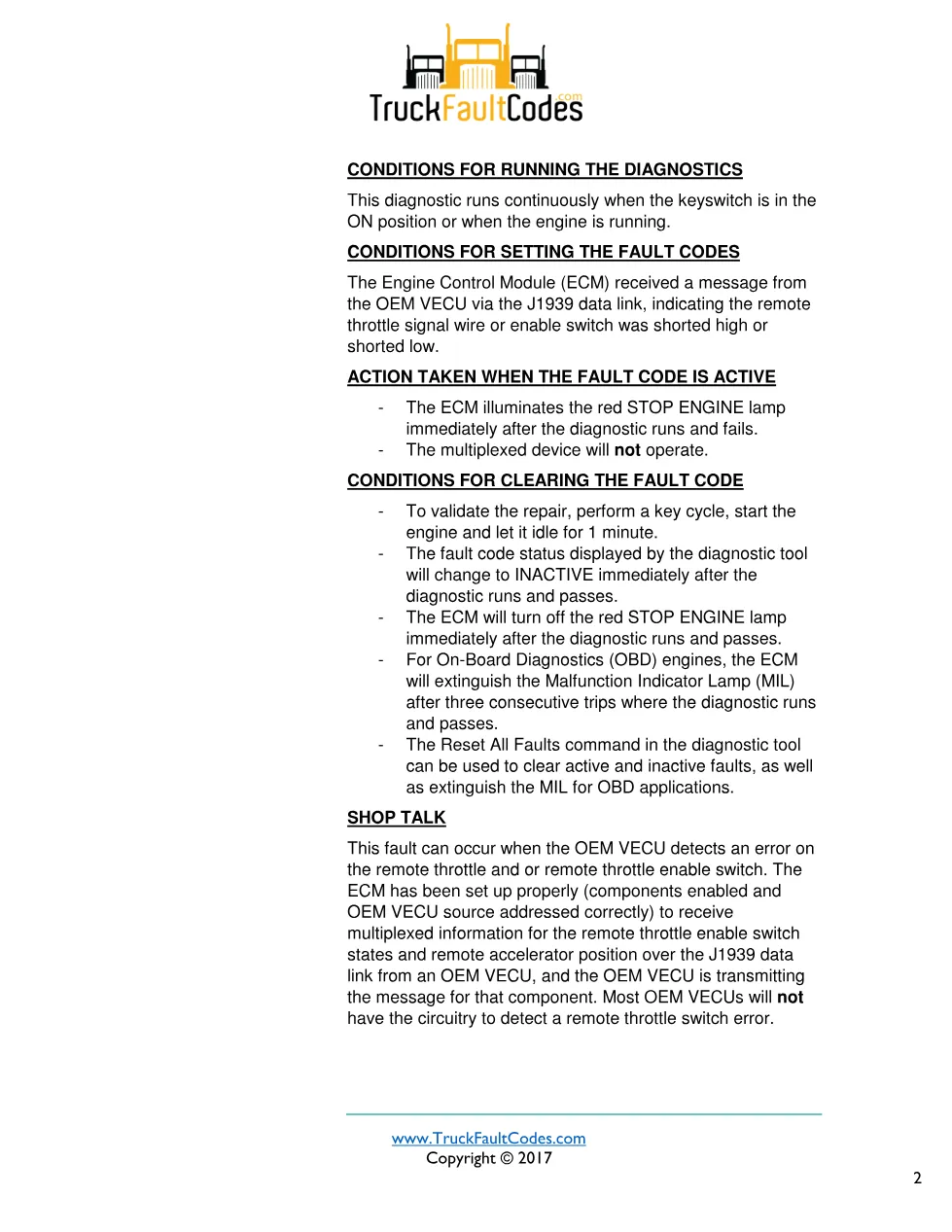 Cummins fault 288 diagnostic procedure – SAE J1939 MULTIPLEXING - preview page 2 of 3