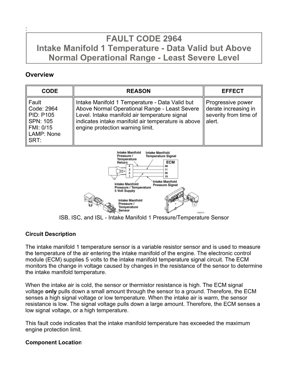 Cummins fault 2964 Diagnostic Troubleshooting — Code 2964 — PDF, - preview page 1 of 3